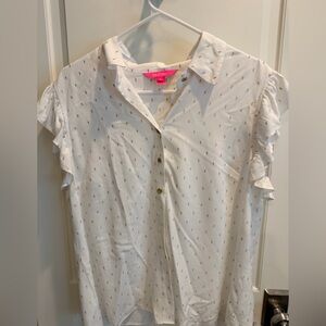 White  Shirt with Gold Accents Lilly Pulitzer